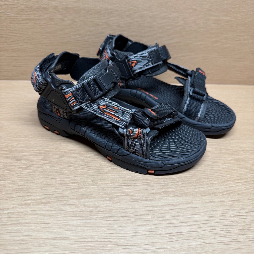 Bass Kyle Kids Sandals Size 1M Black Orange‎ Grey Strappy Sport Hiking Outdoor
